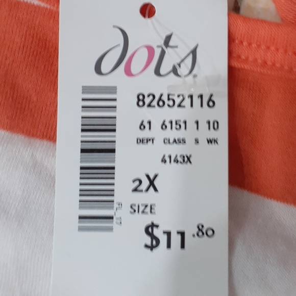 Dots Top White and Orange Size 2x - Picture 4 of 4